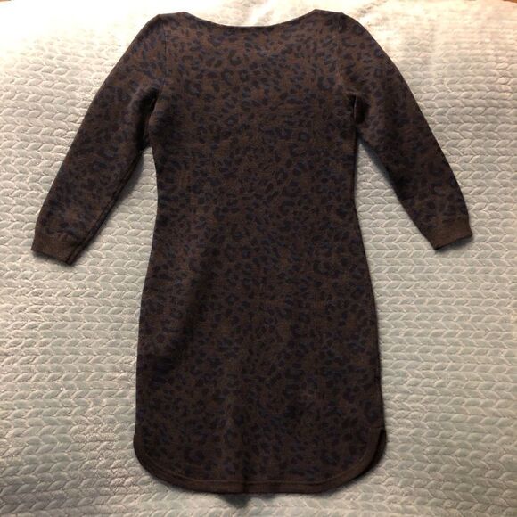Loft Leopard Print Grey Blue Sweater Dress XS - Picture 7 of 7